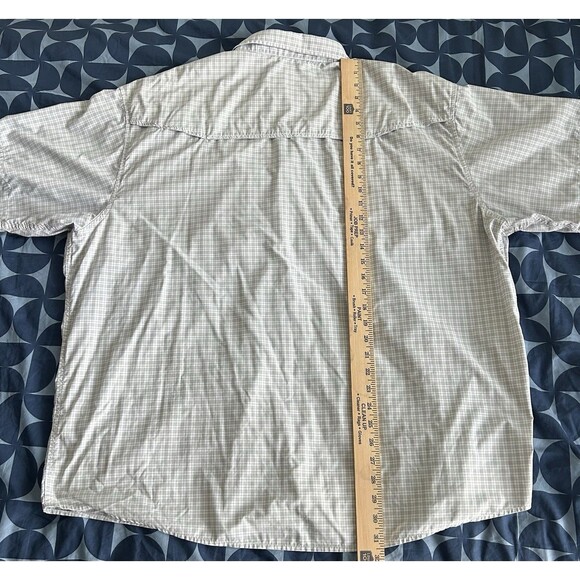 PONCHO MEN’s THE OVERCAST SHORT SLEEVE SHIRT Gary Blue Plaid XXL Fishing Outdoor - Picture 14 of 15